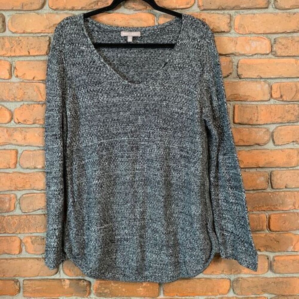 Banana Republic Gray Marled Knit Sweater with Side Zippers Long Sleeve Size L‎